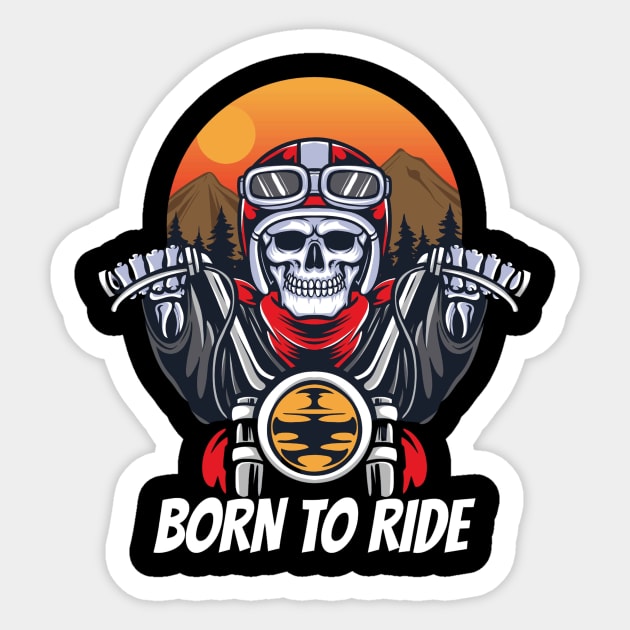 skull biker riding motorcycle illustration Sticker by snoddyshop